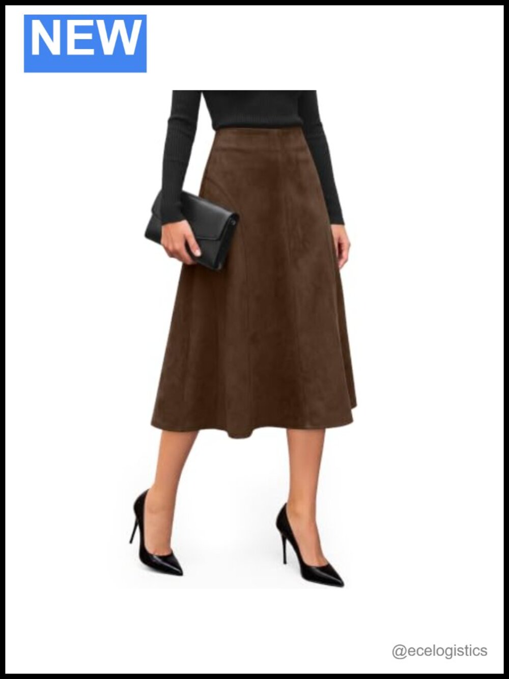 Women's Faux Suede High Waist A-Line Midi Skirt Fall Boho Chic